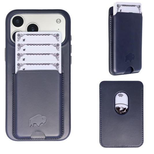 BLACKBROOK Leather Wallet for MagSafe, Duke Slim Full Grain Leather Card Holder, Holds up to 3 Cards, RFID Protection & Easy Access