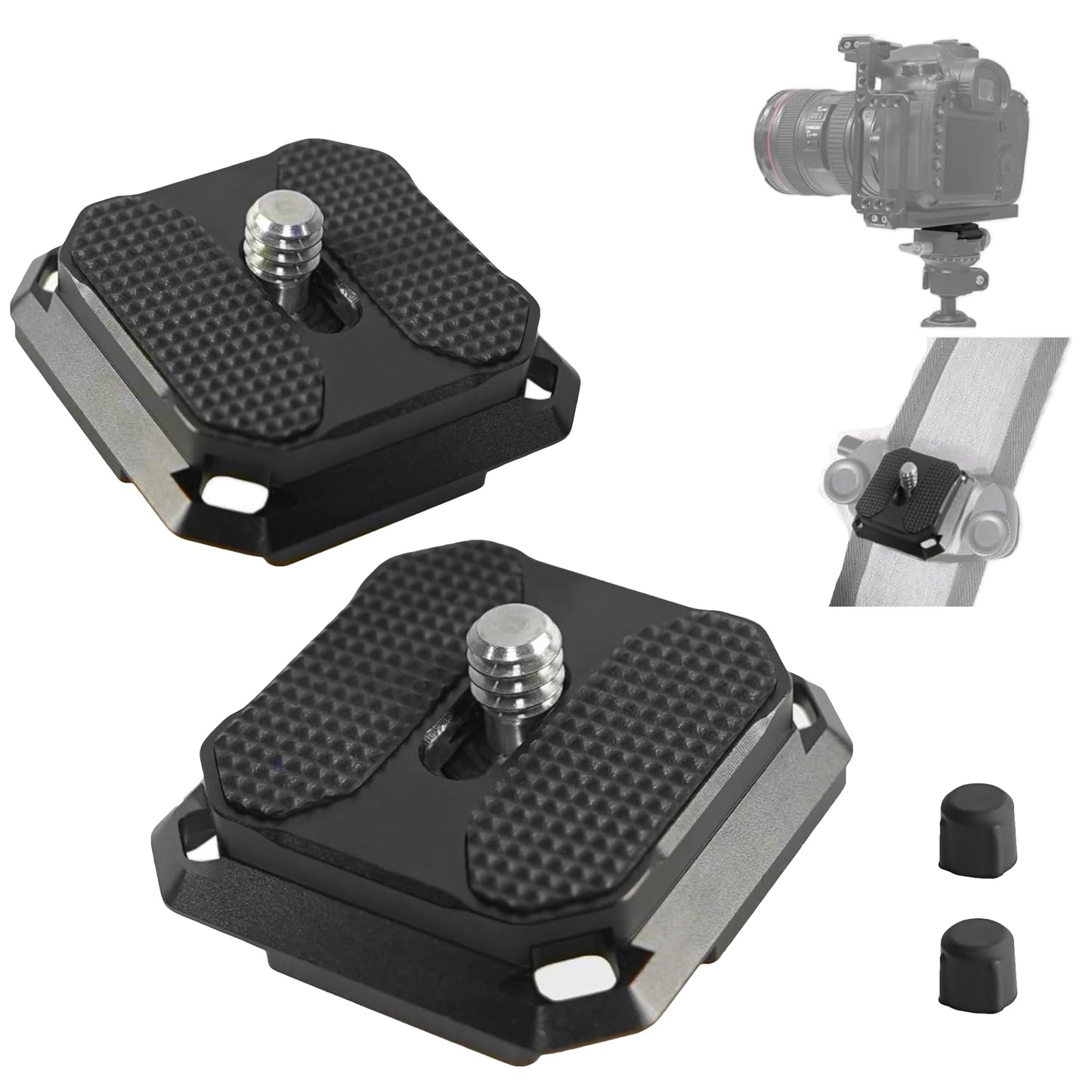 2 Pack Arca-Swiss Plate, Quick Release Plate Camera Mount for Tripod,38mm Arca-Swiss Mount Plate with Safety Pins, Lightweight Aluminum