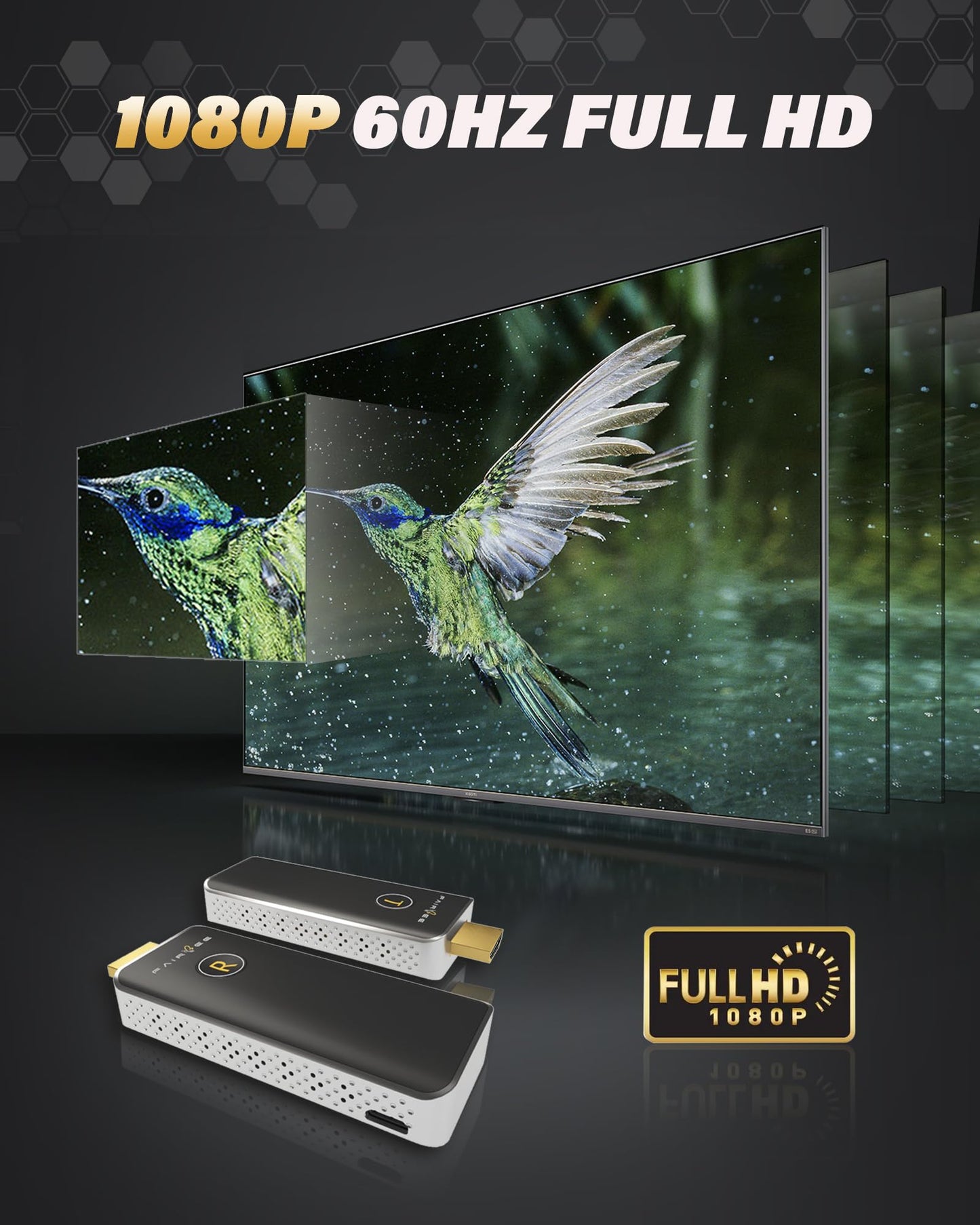 Wireless HDMI - Two Transmitters and One Receiver, Plug and Play, Full HD 1080P HDMI Sender and Receiver,Streaming Extender Kit to Monitor from
