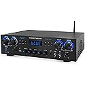 Pyle Home Stereo Receiver with Bluetooth - 4 Channel Amplifier, 800 Watt Max, USB-A Input w MP3 Player, Easy Karaoke Setup with Mic Vol, Reverb