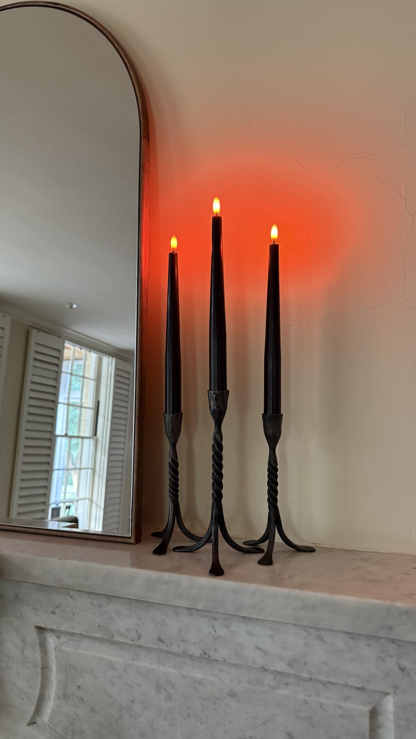 Celestial Lights Rechargeable LED Taper Candles, Ivory, 3 Pack with Remote Control, USB Charging Cables Included, Flameless Wax (Black)