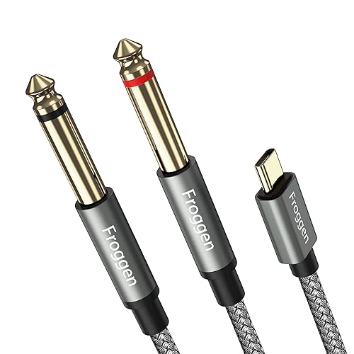 Froggen USB C to Dual 6.35mm 1/4 TS Mono Breakout Cable, 3 FT USB Type C to Dual 6.35mm 1/4 Cable Compatible with iPad, Smartphone, Tablet, Laptop