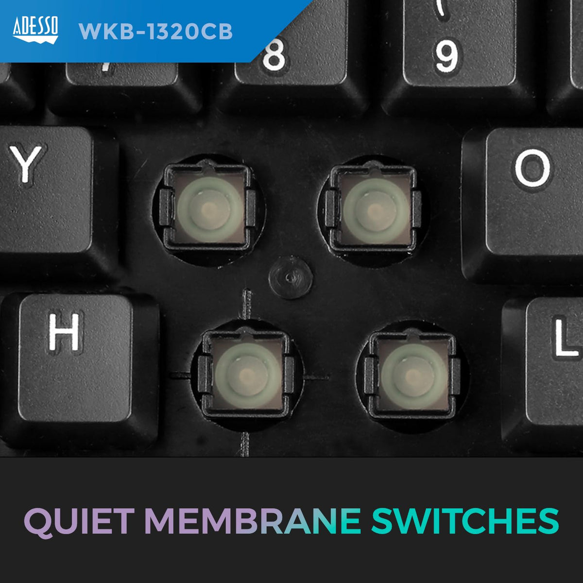 Adesso Wireless Desktop Keyboard and Mouse Combo 2.4 GHz RF Connectivity 104 Key US Layout Quiet Membrane Switches 14 Multimedia Hotkeys Optical