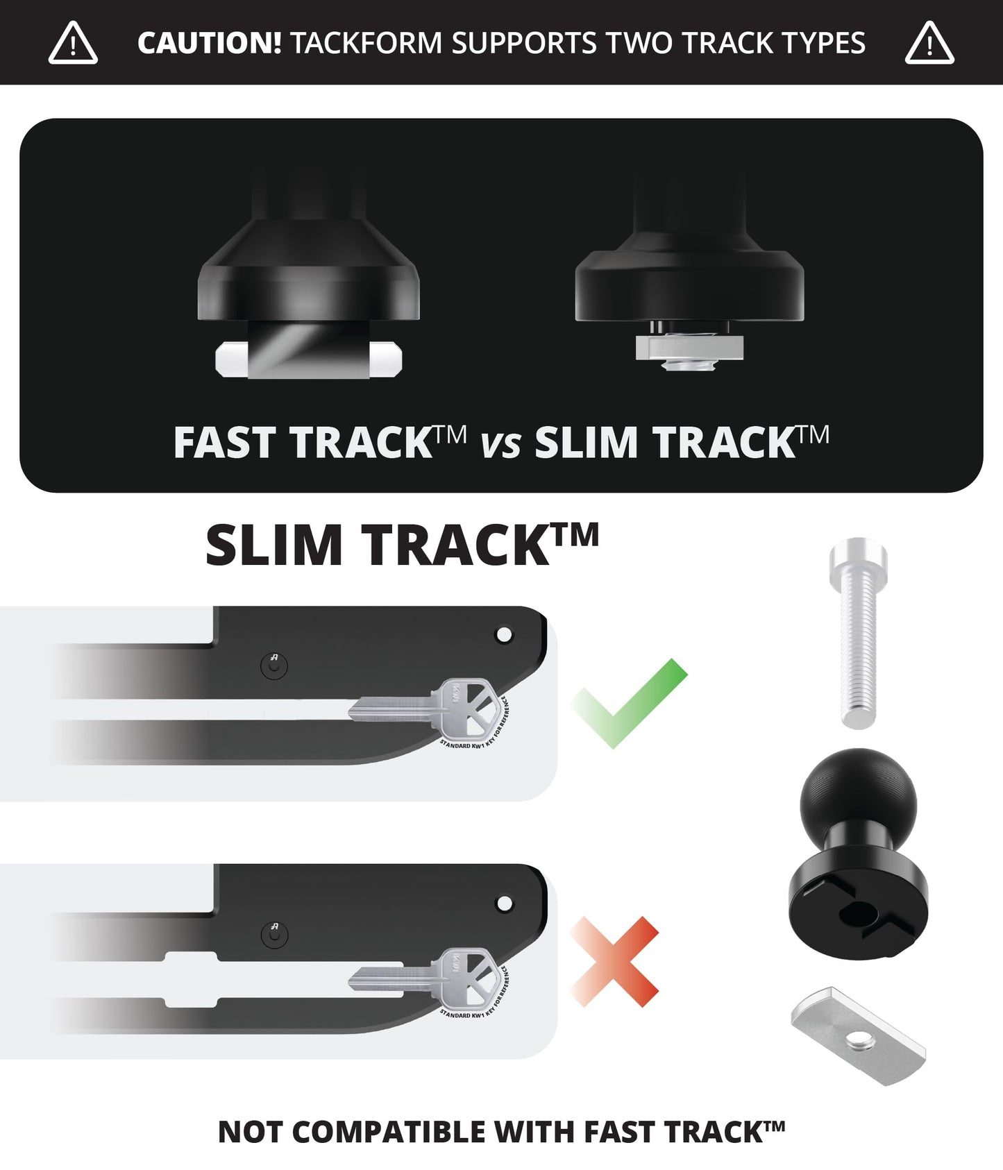 Tackform Slim Track™ Base Mount - Camera Holder | 1/4"-20 Screw with Tightening Ring | Short Reach Arm | (Base Mounts are ONLY Compatible