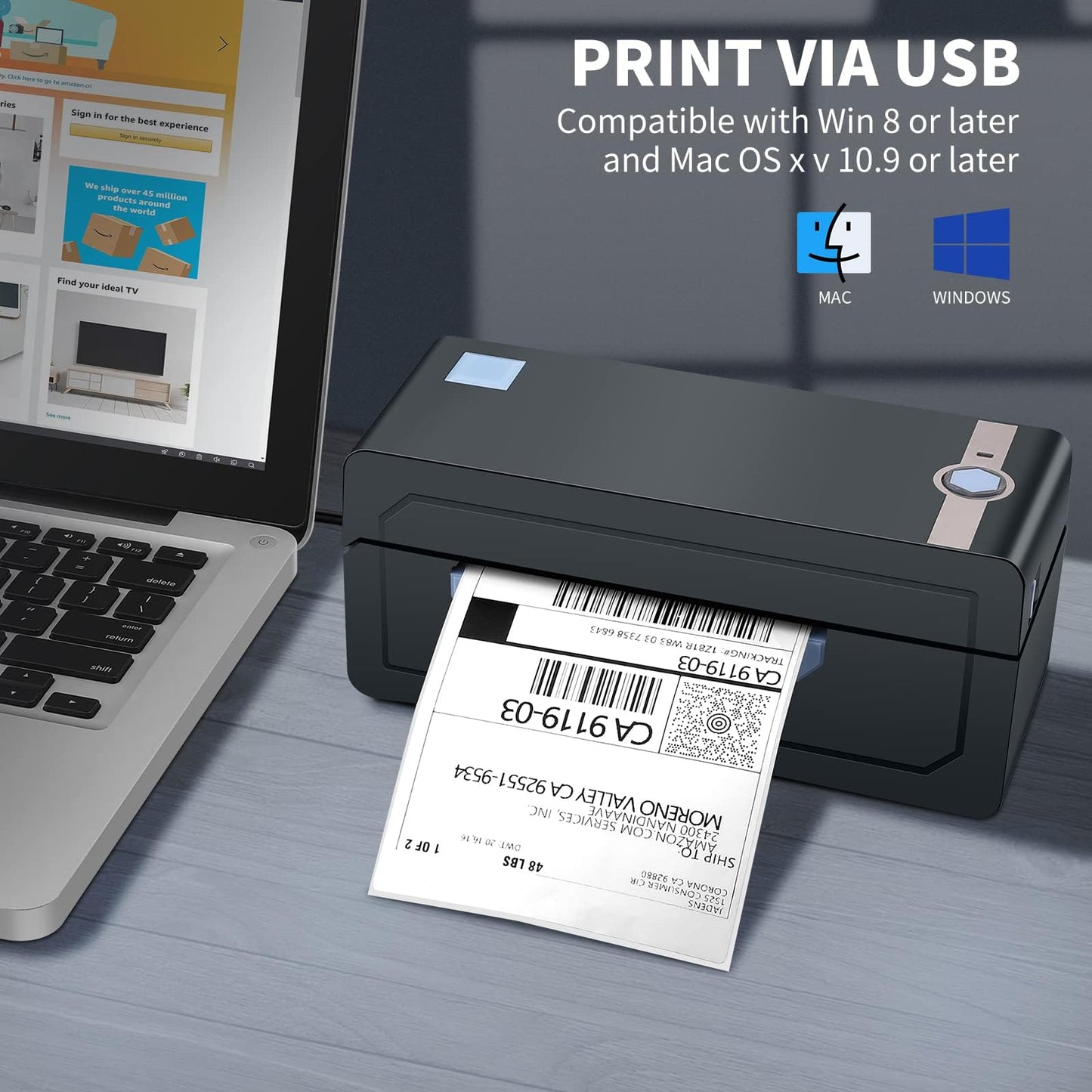 JADENS Bluetooth Thermal Shipping Label Printer - Wireless 4x6 Shipping Label Printer, Compatible with Android, iPhone, Windows & Mac, Widely Used