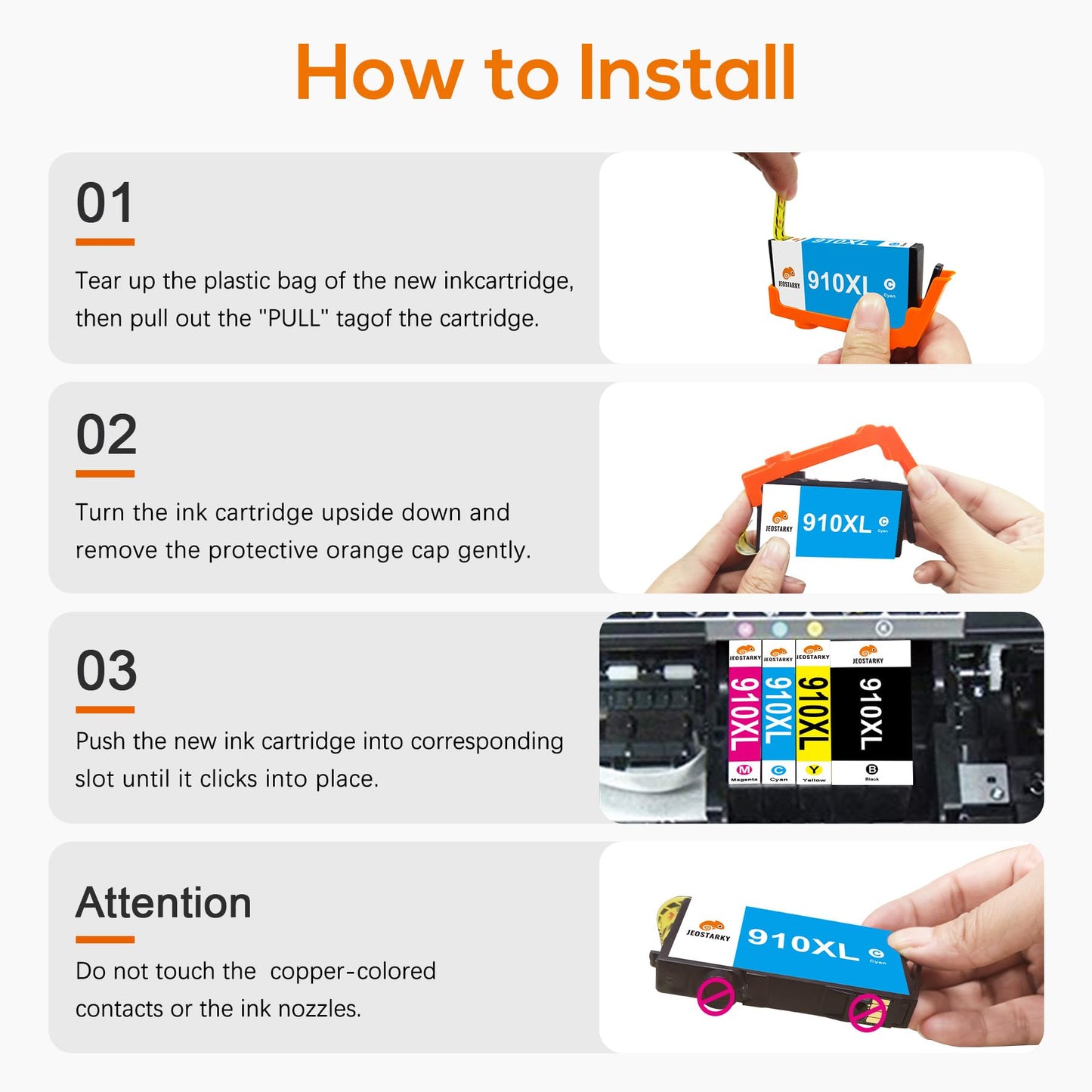 Jeostarky Remanufactured Replacement for HP 910XL Ink Cartridges Combo Pack High Yield Compatible with HP OfficeJet Pro 8015e 8025e 8035e 8010 8020