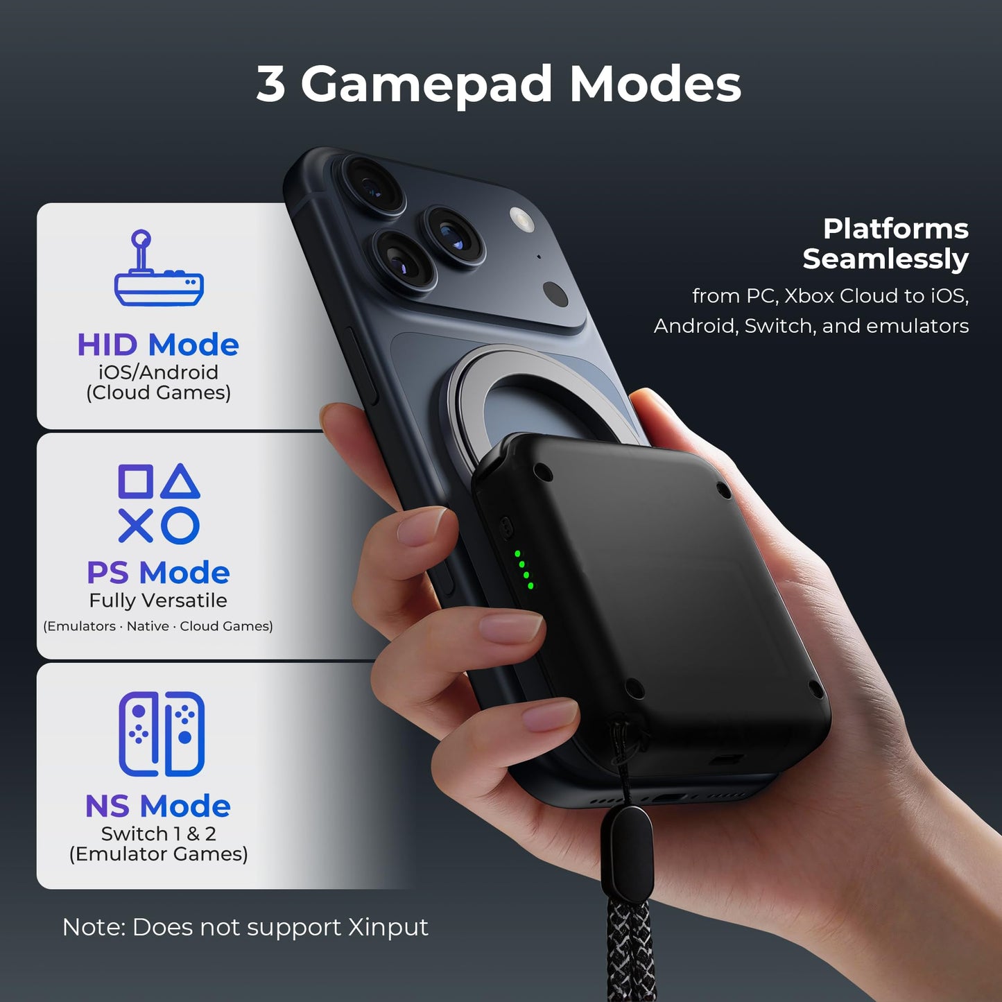 abxylute M4 Snap-On Mobile Gaming Controller for Android & iPhone, Switch 1&2, Portable Bluetooth Controller, Pocket-Sized Retro Arcade Phone Gamepad