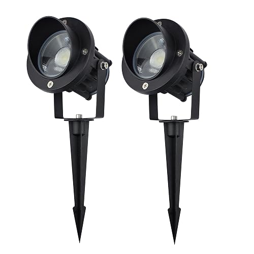 J.LUMI GBS9809 Flag Light, 9W LED Outdoor Spotlight 120V, 5000K Daylight, IP65 Waterproof Landscape Light with Metal Ground Stake & Deck Mount, Plug
