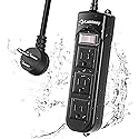 Loitinsy Outdoor Power Strip Weatherproof, Waterproof Flat Plug with 3 Outlets, 6.5 FT Extension Cord, Overload Protection and Shockproof, Suitable