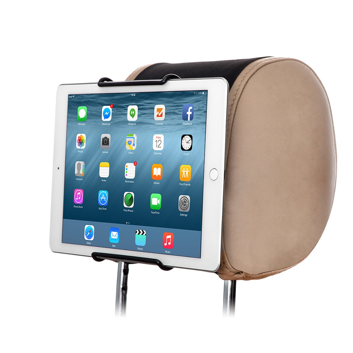 TFY Universal Car Headrest Mount, Fits 7-11 Inch Tablets - iPad, Samsung Galaxy Tab & Note, Adjustable Strap, Detachable, Portable, No Protruding