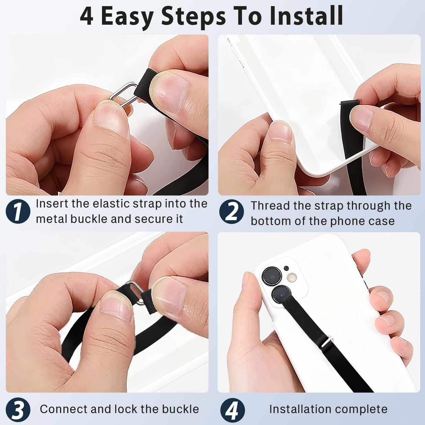 C-Shaped Silicone Clip Finger Phone Grip Strap - Reusable Stretchy Loop Holder for iPhone & Samsung Cases, Black + Pink