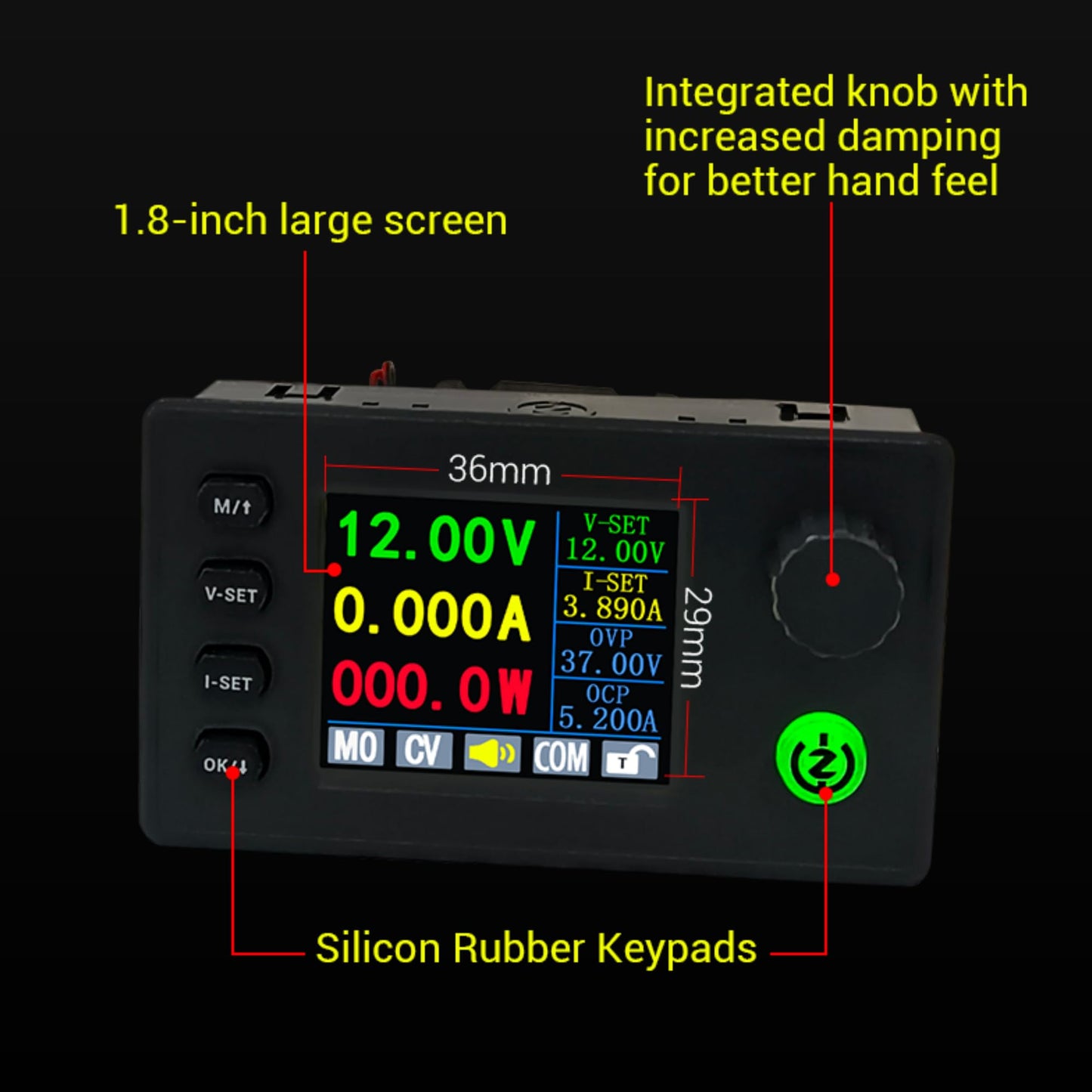 TKXEC Color Display Adjustable 90W DC DC Buck Boost Power Converter CC CV 0.5-36V 5V 6V 12V 24V Power Module Regulated Laboratory Power Supply