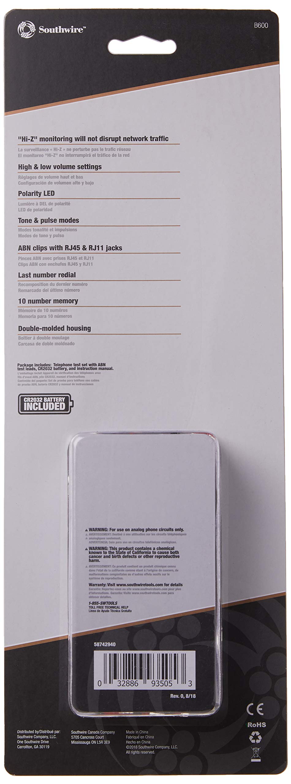 Southwire Set; B600 Contractor Telephone Test