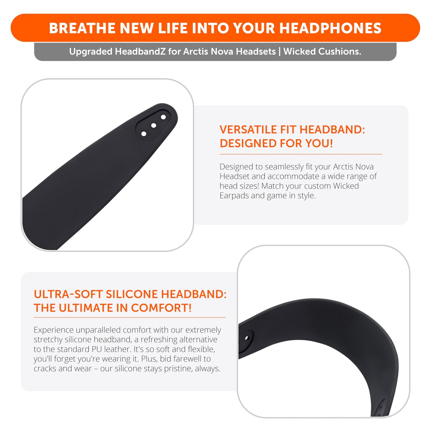 WC HeadbandZ Arctis Nova - Upgraded Silicone Headband for Arctis Nova Headsets by Wicked Cushions - Enhanced Flexibility, Comfort, and Style