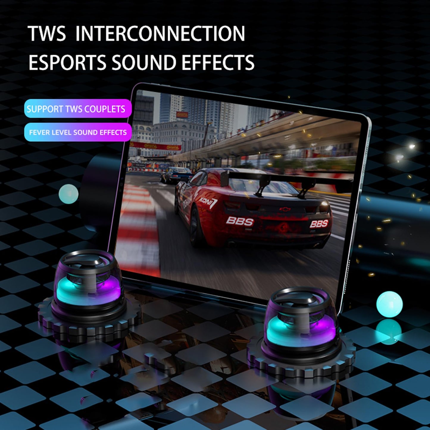 EGBULL Magnetic Multifunction Bluetooth Speaker with 3D Surround Sound, TWS Pairing, Portable Wireless, RGB Lighting, Strong Magnetic Base, Phone