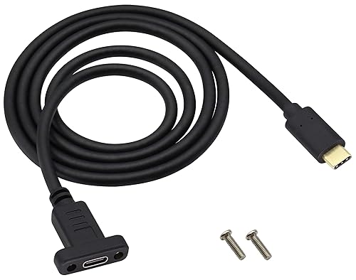 AAOTOKK USB 3.1 Type C Panel Mount Extension Adapter Cable Gen 2 USB Type C 3.1 Female Panel Mount to Male Cable,Supports Charging,Data,Audio,Video