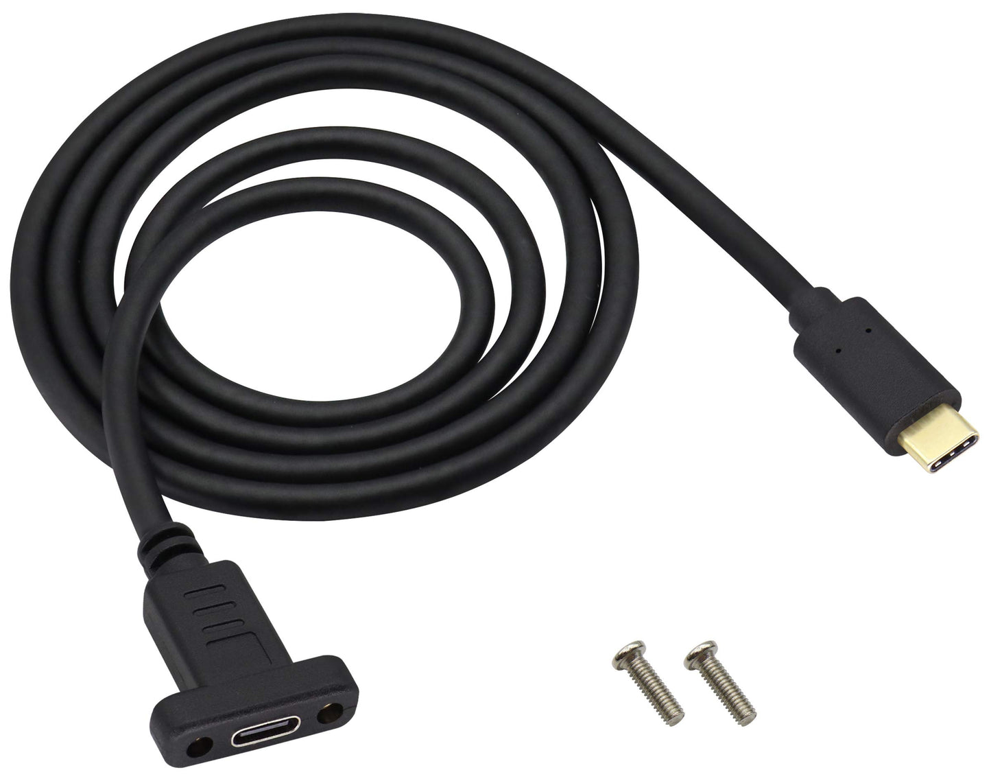 AAOTOKK USB 3.1 Type C Panel Mount Extension Adapter Cable Gen 2 USB Type C 3.1 Female Panel Mount to Male Cable,Supports Charging,Data,Audio,Video