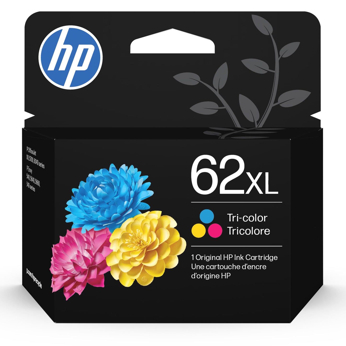 HP 62XL Tri-Color High-Yield Ink | Works with Envy 5540, 5640, 5660, 7640, OfficeJet 5740, 8040, Mobile 200, 250 | C2P07AN | Packaging May Vary