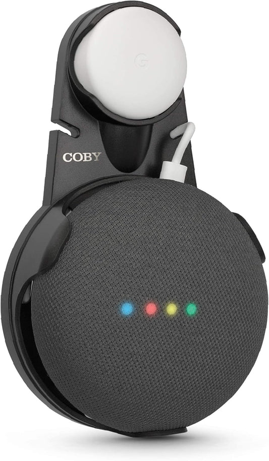 Coby Wall-Outlet Mount Smart Speaker Holder with Cord Holder & Cable Management, Wall Shelf for Google Nest Mini 2nd Gen & Google Home Mini 1st Gen