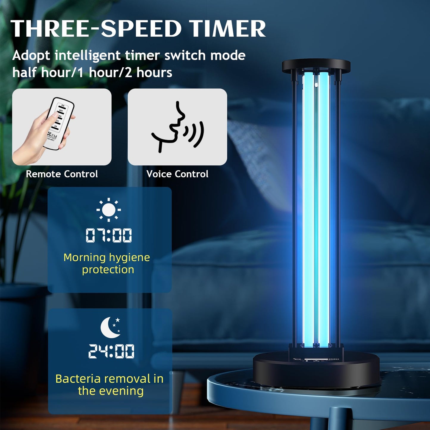 LNBEI Ultraviolet Germicidal Home Disinfection Lamp,110w UV+Ozone Free UV Light Sanitizer for Whole Room, 99.99% Kill Sanitization Rate for Odor Room