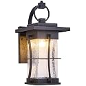 EERU 18" H Extra Large Outdoor Wall Sconce Black Large Exterior Wall Lantern Outside House Lamps Waterproof Mission Light Fixtures with Clear Seeded