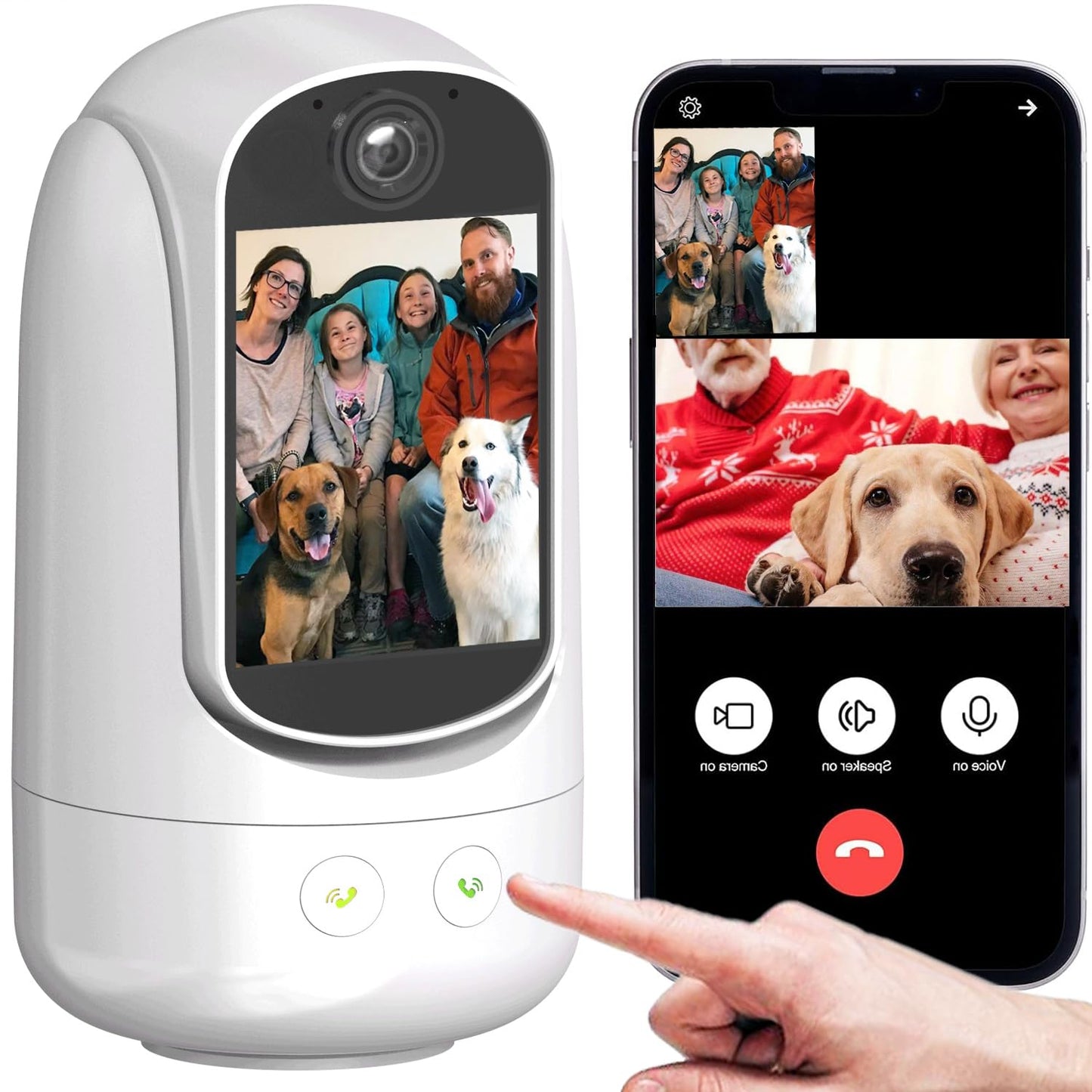 NBKsmart 2-Way Video/Audio Security Camera Screen WiFi AI Detection Puppy/Pet/Cat/Elderly/Dog Monitor Wireless Facetime Cam Voice Phone APP Controlled