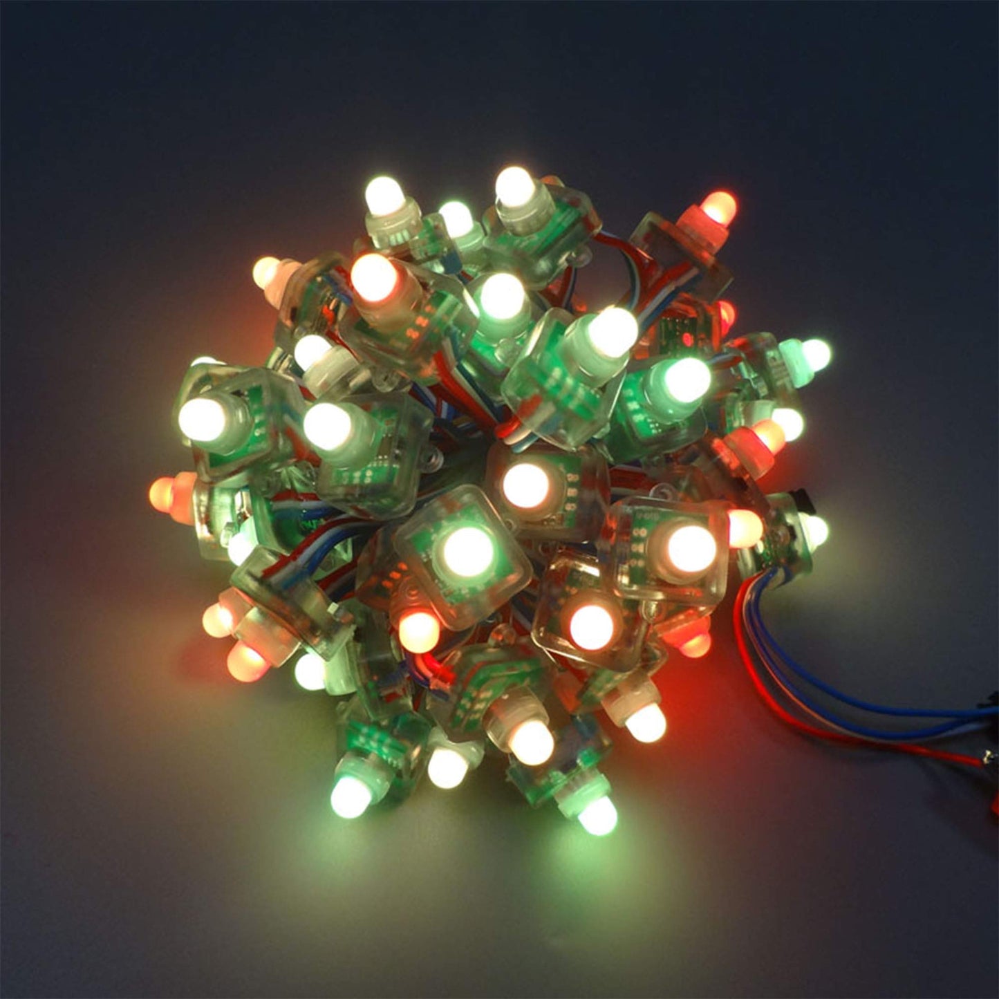 Lansan 50pcs Square WS2811 LED Pixels Individually Addressable RGB Light 12mm Diffused Digital Color Changing LED Light DC 12V IP68 Waterproof