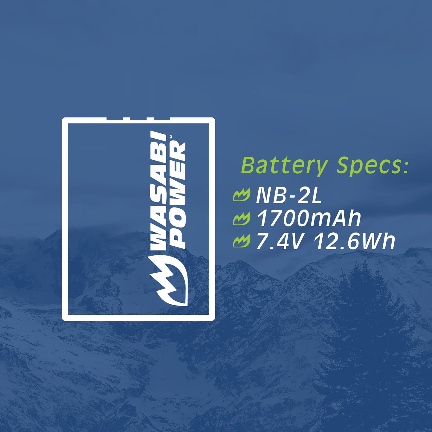 Wasabi Power Battery for Canon NB-2L, NB-2LH, BP-2L5 and Canon DC301, DC310, DC320, DC330, DC410, DC420, Elura 40, 50, 60, 65, 70, 80, 85, 90, EOS