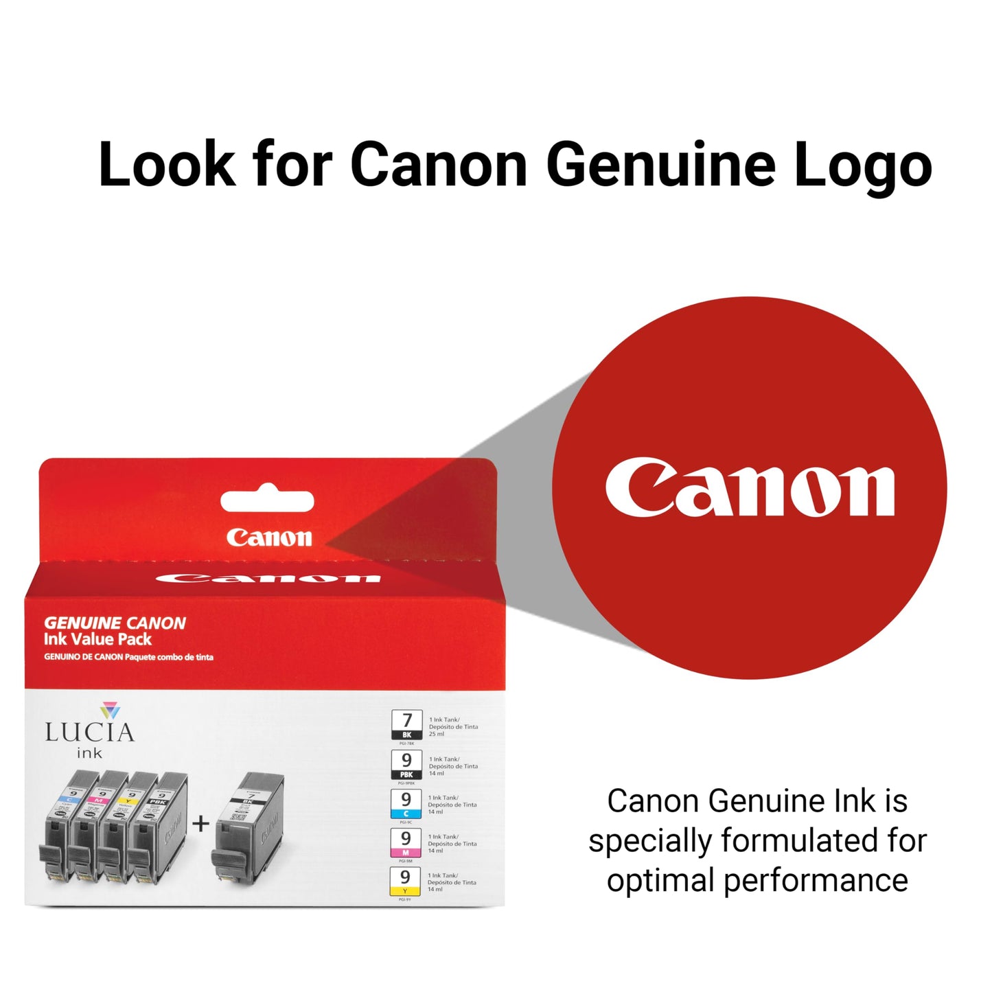 Canon PGI-9 / PGI-7 Genuine Five Color Multi Pack, Compatible with MX7600, and iX7000 Printers