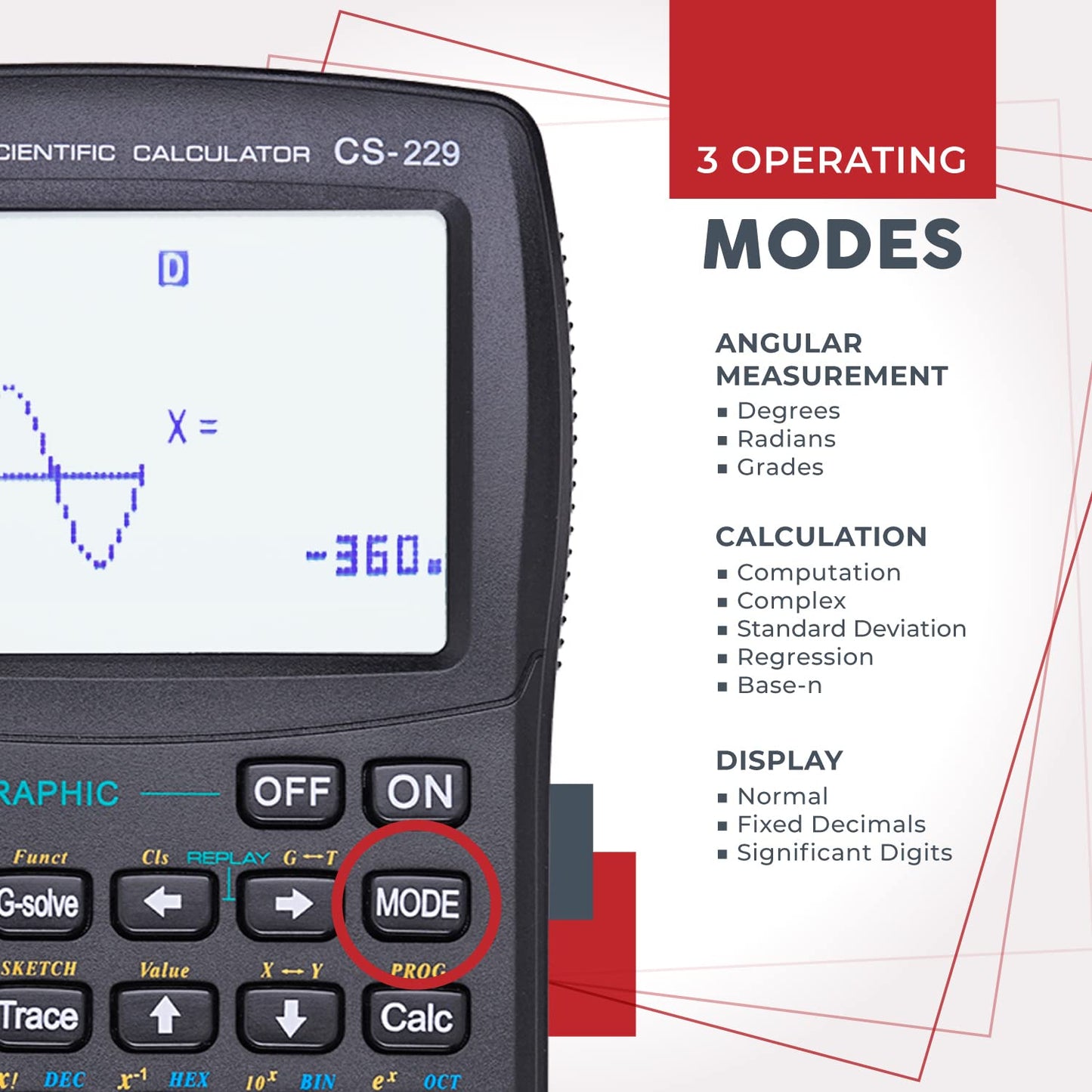 CATIGA Scientific Calculator with Graphic Functions, Upgraded Multi-Mode Graphing Calculators for Students, High School & College Calculator