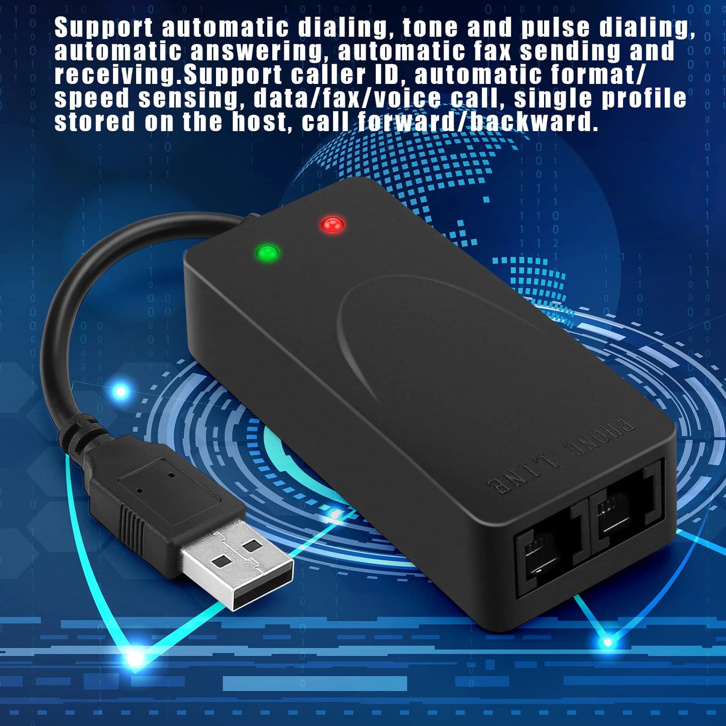 AGPtek External USB 2.0 3 in 1 Data Voice Dial Up Modem 56K V.92 V.90 CX93010 WIN7 Receive Send Fax on Computer with RJ11 Cable