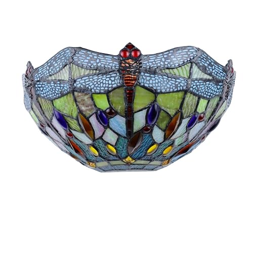 Chloe Lighting Empress Dragonfly Tiffany-Style Dark Bronze 1 Light Wall Sconce 12" Wide