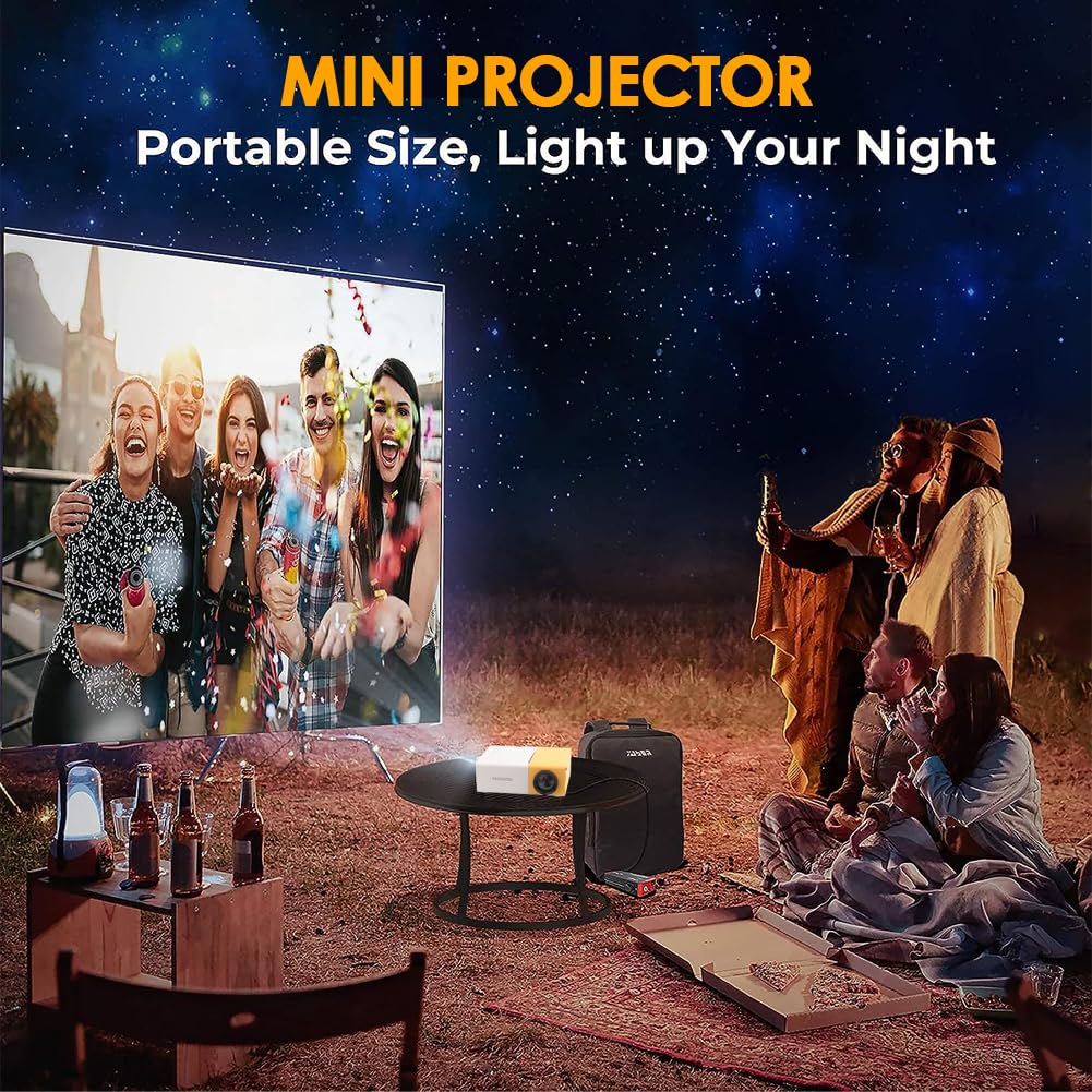 Smart Projector, Portable 6000 Lumens LED Mini Projector, 1080P Home Theater Video Projector Suitable for Outdoor Recreation and Home Theaters