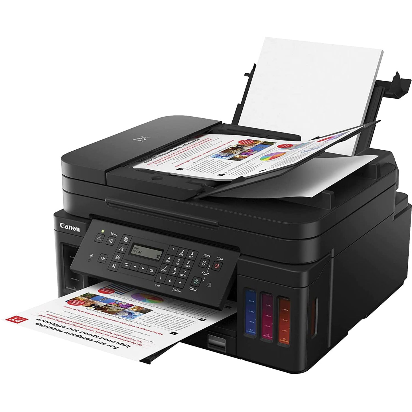 Canon PIXMA G7020 MegaTank All-in-One Wireless Printer w/Copy, Scan, Fax, Mobile, Photo Print 3114C002 + Refillable Ink Bottles + 2 Extra Black Ink