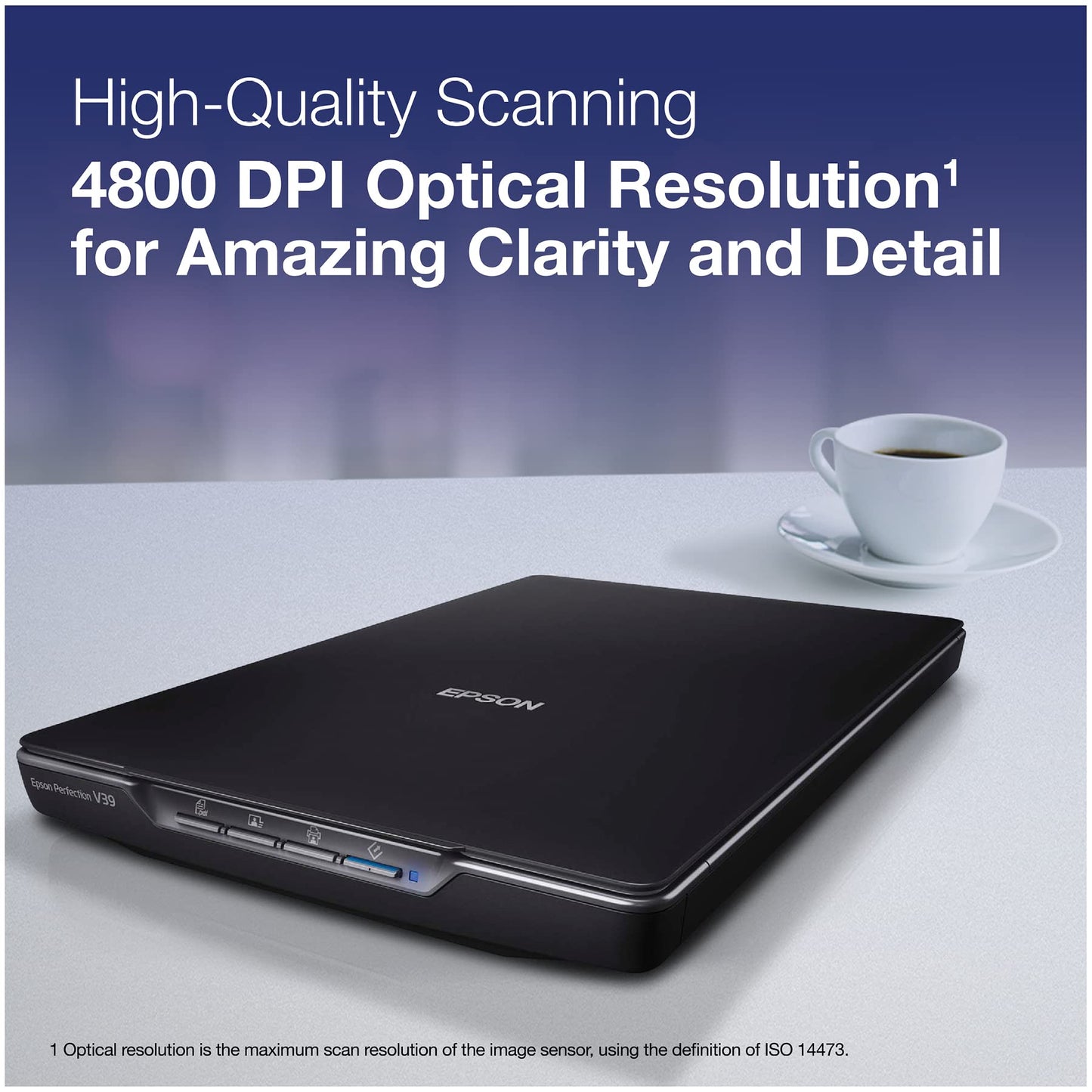 Epson Perfection V39 Color Photo & Document Scanner with Scan-to-Cloud & 4800 Optical Resolution, Black