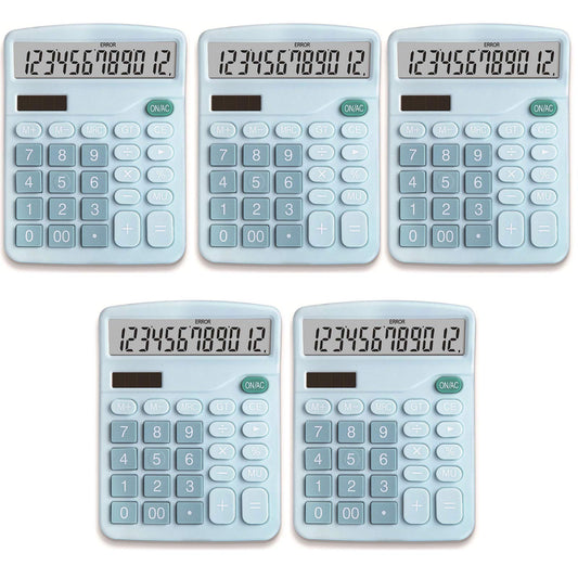 YOUHO Calculator, 12-bit Solar Battery Dual Power Standard Function Electronic Calculator with Large LCD Display Office Calculator Black(5 Battery)