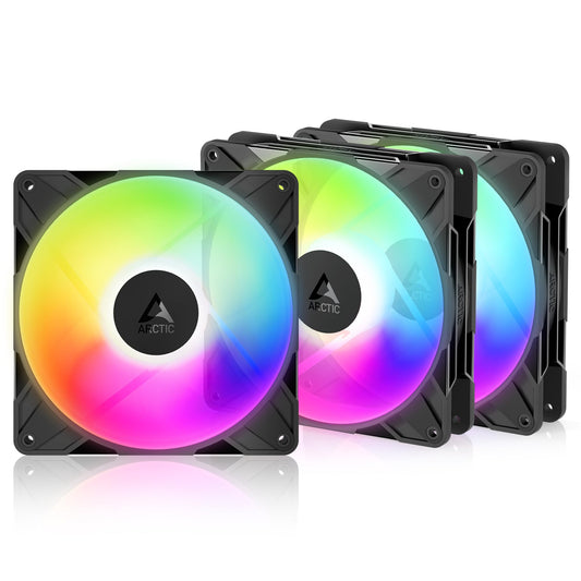 ARCTIC P14 Pro Reverse A-RGB - 3 Pack - 140 mm Premium Fan with Reverse Airflow, PWM Fan with Y Cable Splitter, 400-2650 RPM, 0 RPM <5% PWM, 5V