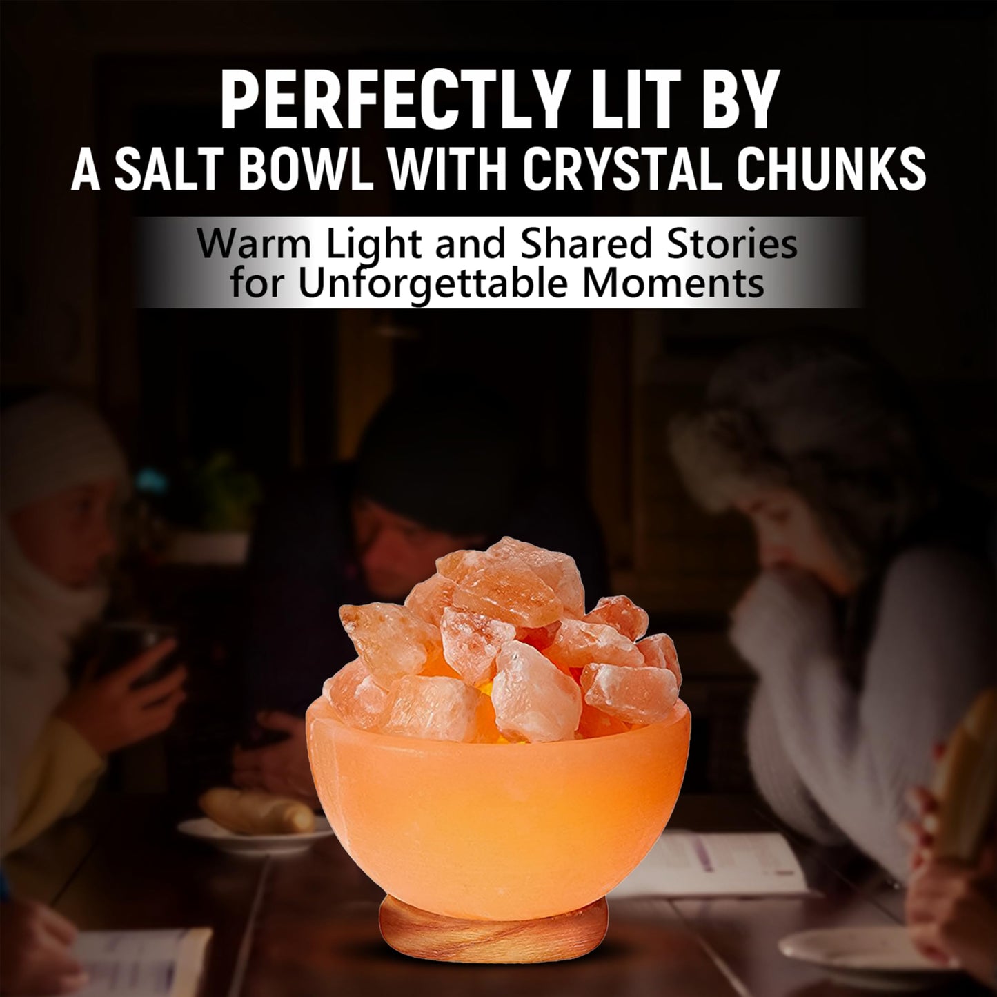 Himalayan Glow Natural Pink Salt Lamp Bowl with Crystal Chunks | Hand-Carved Himalayan Salt Lamp for Air Purification & Calming Ambiance | Home