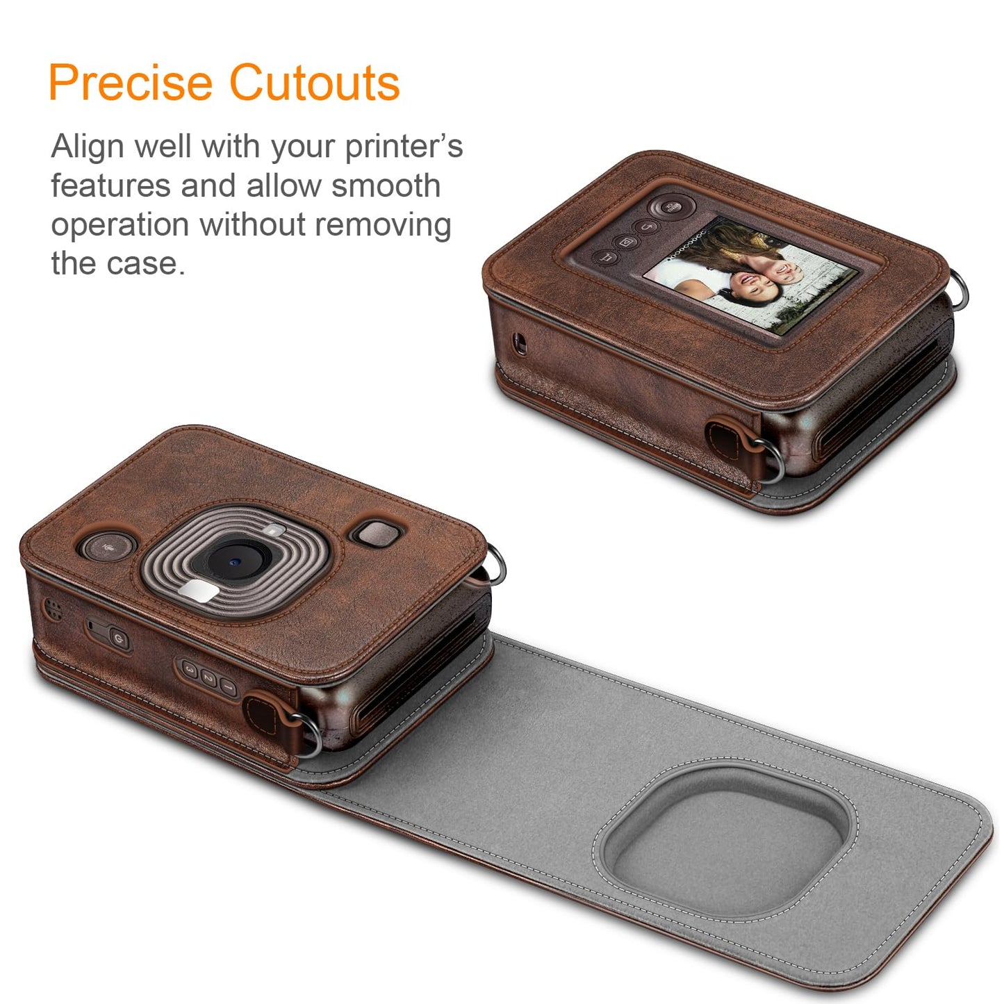 Fintie Carrying Case for Fujifilm Instax Mini LiPlay Hybrid Instant Camera - Premium Vegan Leather Portable Bag Cover with Removable Strap, Brown