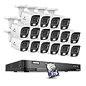 ANNKE 4K Security Camera System, 16CH Surveillance AI DVR Recorder with AI Human & Vehicle Detection, (16) 8MP IP67 Bullet Cameras, Smart Color Night