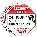Video Surveillance Sign, 4 Pack 10 x 10 Rust Free .040 Aluminum Security Warning Reflective Metal Signs, Indoor or Outdoor Use for Home Business CCTV