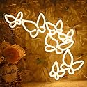 SYLHOME Butterfly Led Neon Light Sign Girls Kids Bedroom Girls Room Beauty Studio Living Room Wedding Birthday Party Light Up Sign 16.5" X 8.9" USB