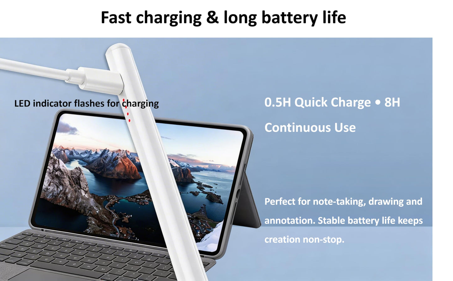 Stylus Pen for Samsung Galaxy Tab A11/A11+/A9/A9+/A8/A7 Lite, Magnetic Capacitive Pen with Fast Charging & 8H Long Battery, Universal for iPad iPhone