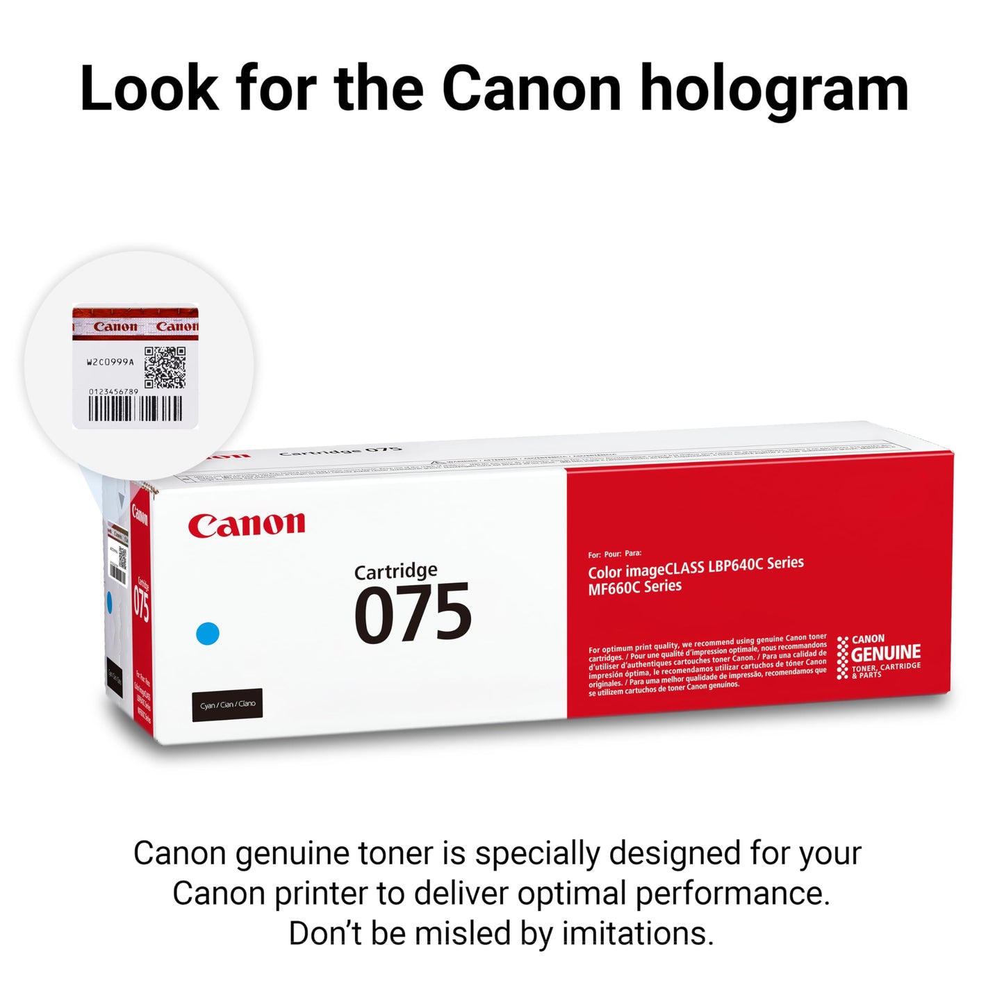 Canon Genuine 075 Cyan Toner Cartridge Compatible with MF660 Series and LBP640 Series Laser Printers