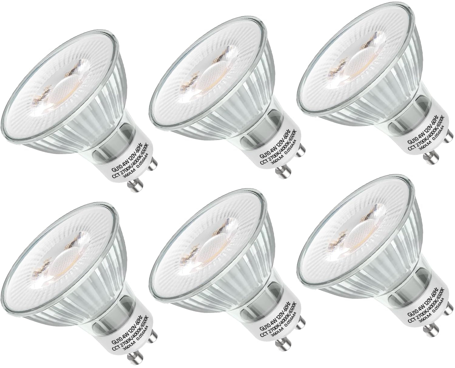 SerBion 6-Pack GU10 LED Bulbs Color Changing - 4 Watt Light Bulbs for Recessed Lighting, Track Lighting, Accent Lights(Not for Candle Warmers) - MR16