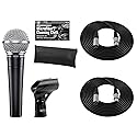 Shure SM58-LC Cardioid Dynamic Vocal Microphone + Extra Two (2) XLR Cables Bundle