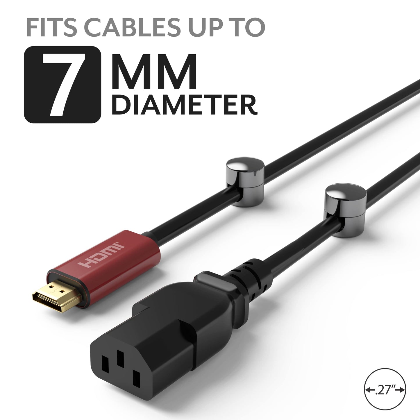 ICONIT Cable Anchors for Desk Organization Gun Metal | Premium Aluminum Cord Organizers | Charger + Cable Management Clips for Home & Office |