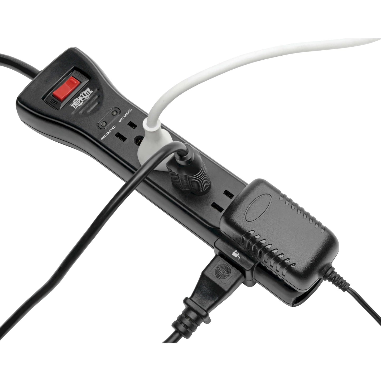 Eaton Tripp Lite Series SUPER725B 7 Outlet Flat Plug Long Extension Cord Power Strip Surge Protector, 25ft Extension Cord with Multiple Outlets, 2160