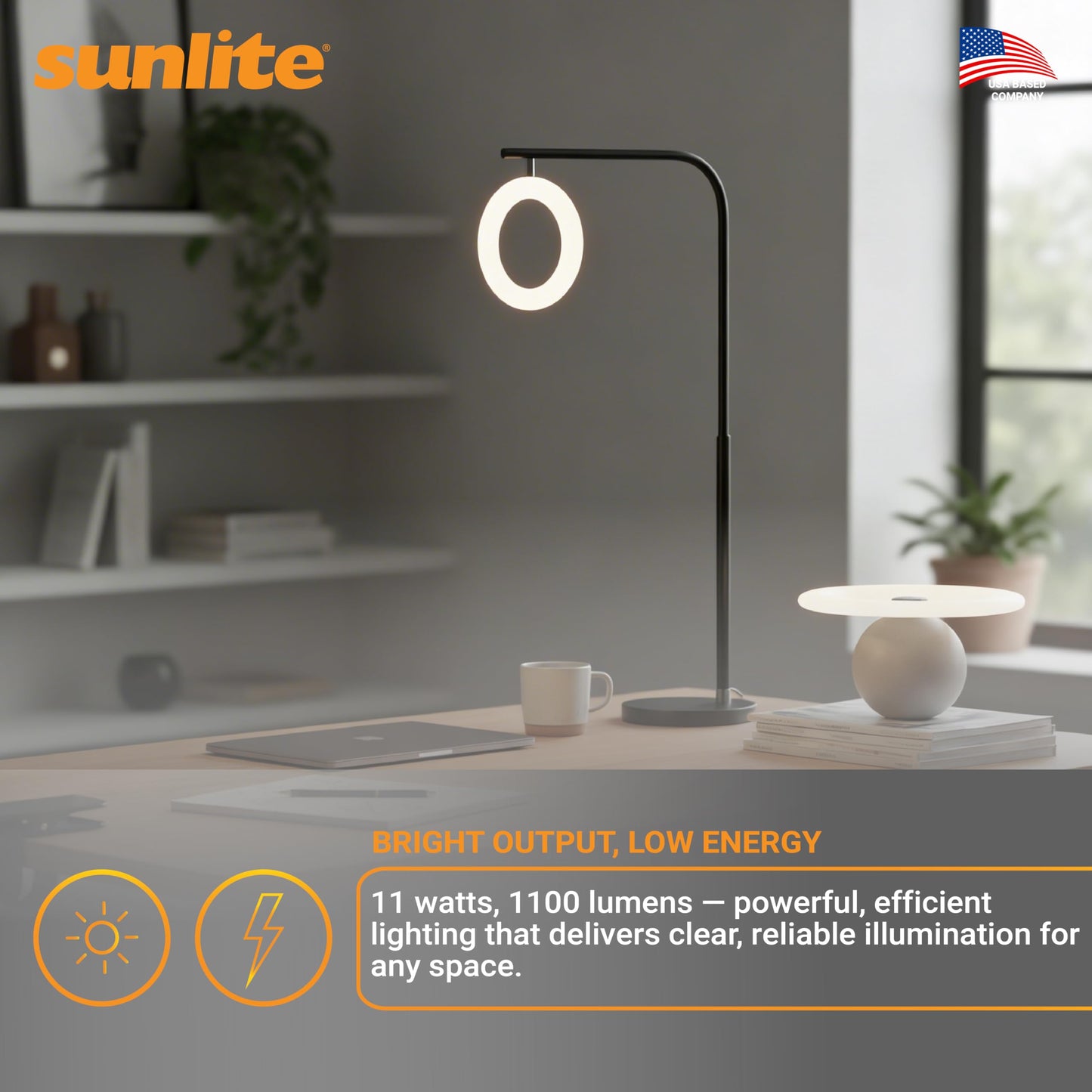 Sunlite 8" T9 LED Circline Bulb, 11W, 120-277V, Non-Dimmable, 1100 Lmns, G10Q 4-Pin Base, CCT Selectable 30K/40K/50K/65K, ETL Listed LED Replacement