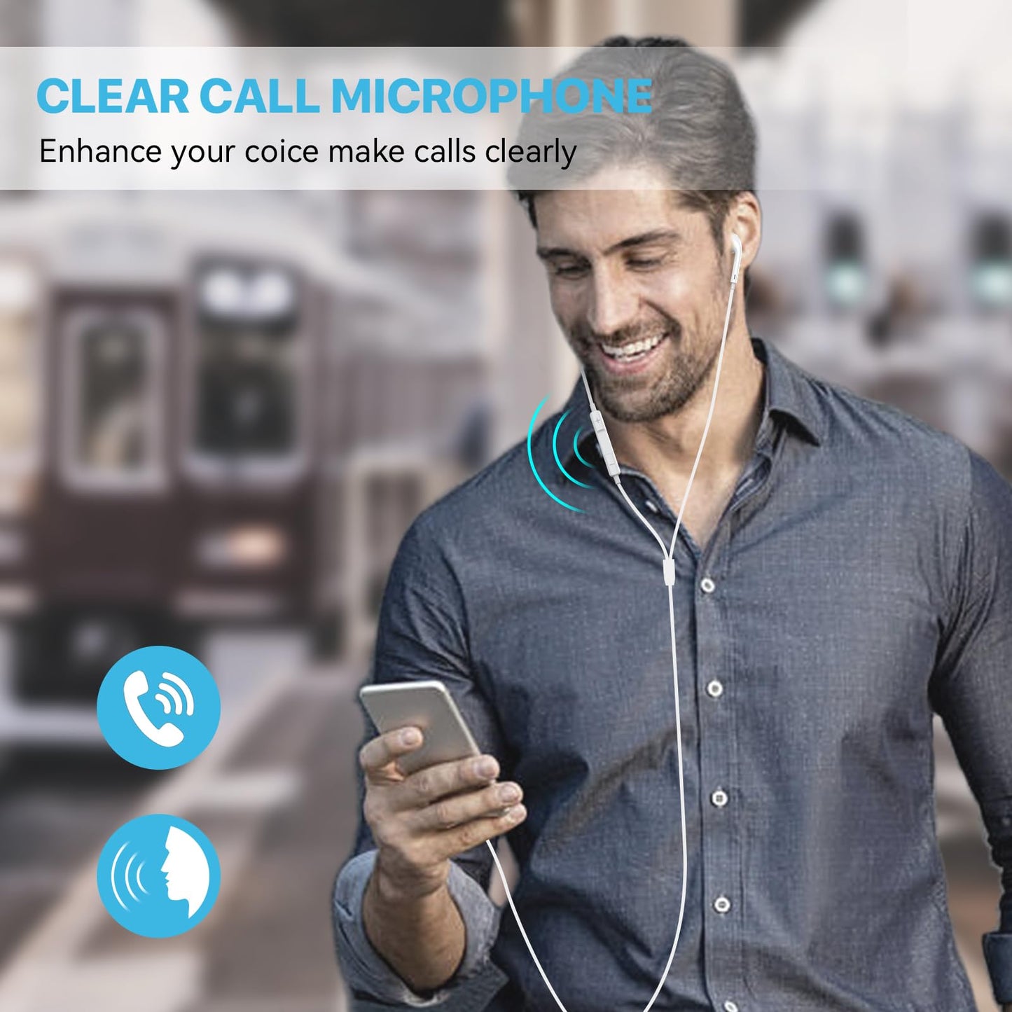 for Apple Earbuds Wired [Clear Call & No Noise], [MFi Certified] 3.5mm Headphones with Microphone Volume Control HiFi Stereo Ear Buds
